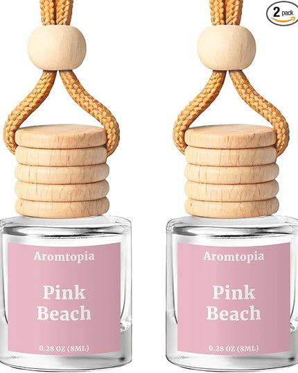 Car Air Freshener Hanging 2 Pack, Aromtopia Pink Beach Essential Oil Diffuser for Cars, Cute Car Accessories for Women & Men Gift, Long-Lasting Car Fragrance