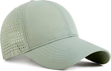 Xinveen Quick Dry Baseball Cap Curved Brim Snapback Hat Laser Cut Mesh Ball Cap Golf Ball Cap for Men Women