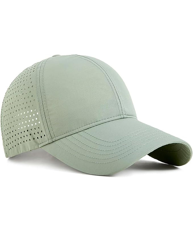 Xinveen Quick Dry Baseball Cap Curved Brim Snapback Hat Laser Cut Mesh Ball Cap Golf Ball Cap for Men Women