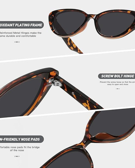 Retro Vintage Narrow Cat Eye Sunglasses for Women 90s Small Chic Style Trendy Sunnies UV400 Protection FZN7514