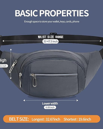 DAITET Crossbody Fanny Pack for Men&Women,Large Waist Bag & Hip Bum Bag with Adjustable Strap for Outdoors Workout Traveling Casual Running Hiking Cycling