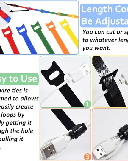 80pcs Cable Ties Reusable Multicolor Wire Ties Cable Management Cord Ties Reusable for Electronics Hook and Loop Cable Ties for Computer 4 6 8 Inch with 6 Colors