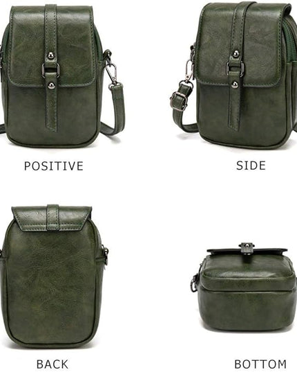 myfriday Vintage Crossbody Phone Bag for Women, Small PU Leather Shoulder Purse and Handbag with Tassel&Rivet Decoration