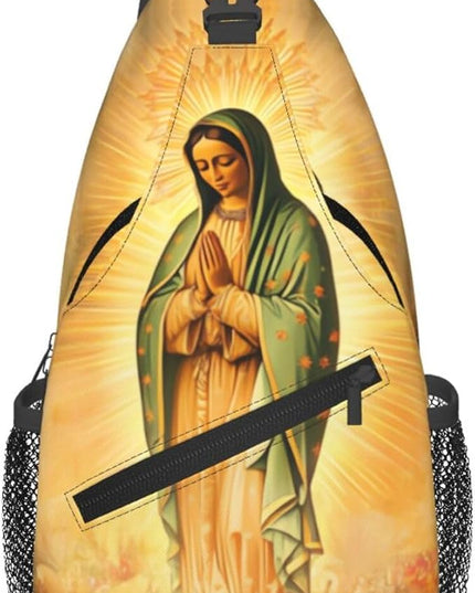 Our Lady of Guadalupe Sling Bag Crossbody Bags Clovers Chest Bag for Travel Hiking for Men Women Virgin Marys 1