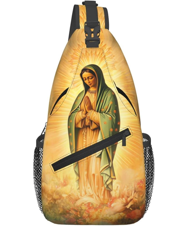 Our Lady of Guadalupe Sling Bag Crossbody Bags Clovers Chest Bag for Travel Hiking for Men Women Virgin Marys 1