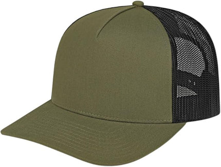 Cap America i3039 Classic 5 Panel Mid Profile Structured Trucker Mesh Back Cap w/ & Adjustable Snapback