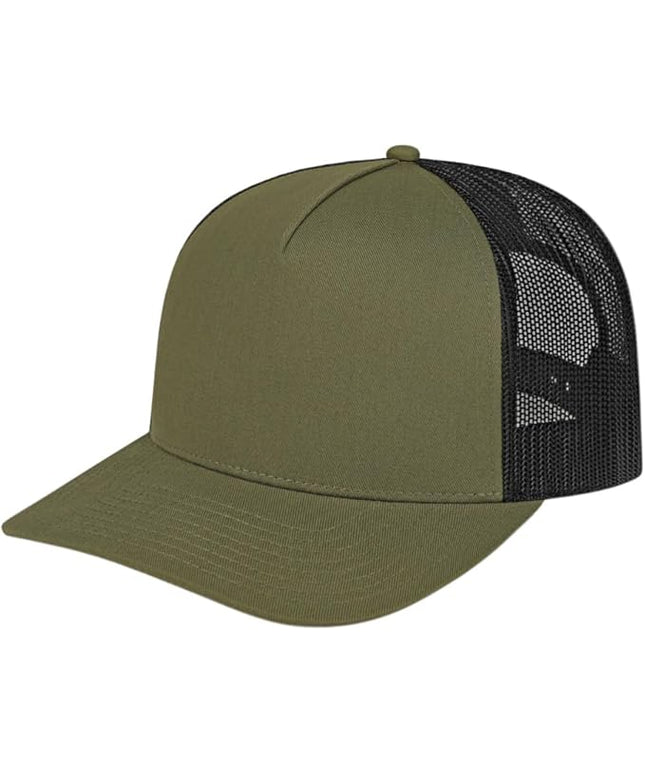 Cap America i3039 Classic 5 Panel Mid Profile Structured Trucker Mesh Back Cap w/ & Adjustable Snapback