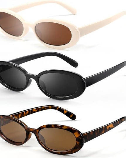 DANAMY Sunglasses Womens Retro Oval Sunglasses for Women Men Fashion Small Oval Sun Glasses 90s Vintage Driving Shades