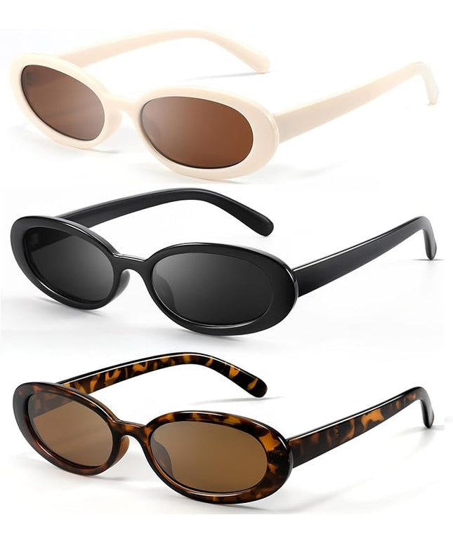 DANAMY Sunglasses Womens Retro Oval Sunglasses for Women Men Fashion Small Oval Sun Glasses 90s Vintage Driving Shades