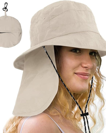 Water-Resistant Sun UPF 50+ Bucket Hat Protection Packable Brimmed Boonie for Women Men Summer Lightweight Hiking Outdoor Cap