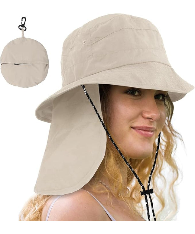 Water-Resistant Sun UPF 50+ Bucket Hat Protection Packable Brimmed Boonie for Women Men Summer Lightweight Hiking Outdoor Cap