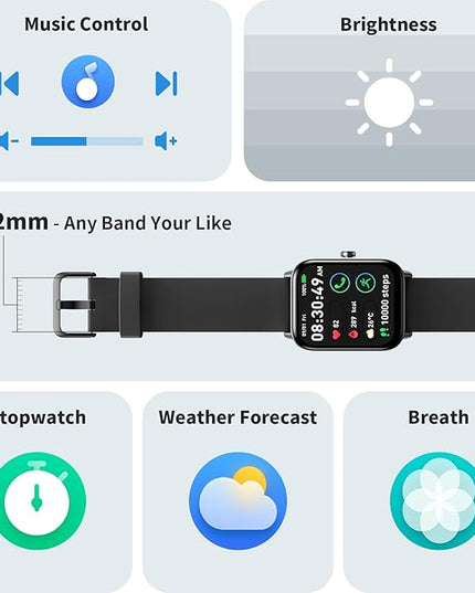 Smart Watches for Men Women, 1.8" Screen Activity Tracker, Heart Rate/Sleep/SpO2 Monitor, Make/Answer Calls, IP68 Waterproof Smartwatch for iPhone & Android, 101+ Sport Modes Fitness Reloj Inteligente