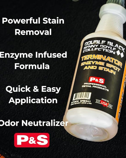 P&S Professional Detail Products - Terminator Enzyme Spot and Stain Remover - Perfect for Deodorizing, Removing Embedded Soils, Grease, Dirt, and Protein Based Stains; Fresh Scent (1 Pint)