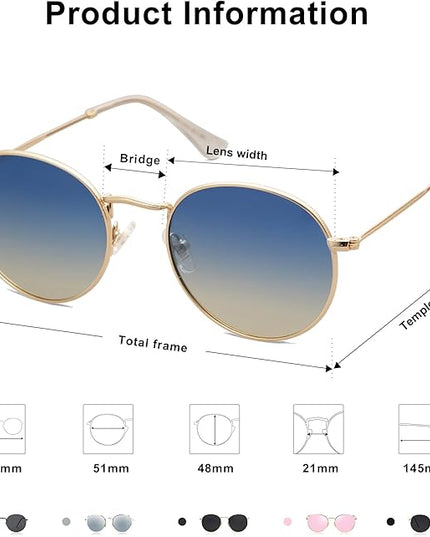 SOJOS Small Round Polarized Sunglasses for Women Men Classic Vintage Retro Shades UV400 SJ1014