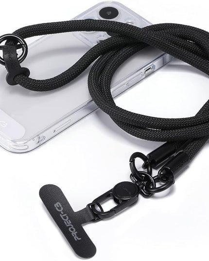 project-cb Phone Lanyard×1,Phone Tether Tab×2,Cell Phone Lanyards for Around the Neck,Rope Lanyard,Universal Adjustable Phone Strap Crossbody,Cell Phone Chain(Black)