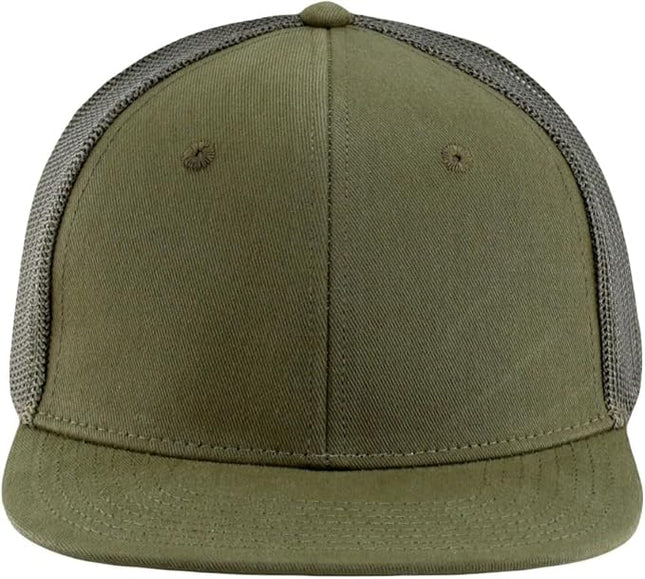 Flat Bill Snapback Mesh Hats | Fits OSFM & XXL Big Head | Blank Solid Color Adjustable Trucker Hat for Men