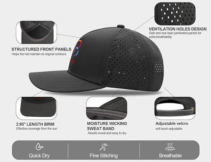AB ALOSUNY Men Adjustable Baseball Cap with Curved Breathable Quick-Drying Laser-Cut Mesh Back Closure Hat