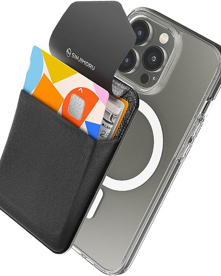 Sinjimoru Privacy Cover Magnetic Card Holder, Magnetic Phone Wallet Stick on as Credit Card Holder for MagSafe Compatible with iPhone 16 15 14 13 12 Series. M-Flap