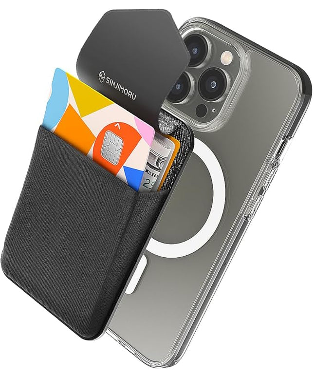 Sinjimoru Privacy Cover Magnetic Card Holder, Magnetic Phone Wallet Stick on as Credit Card Holder for MagSafe Compatible with iPhone 16 15 14 13 12 Series. M-Flap