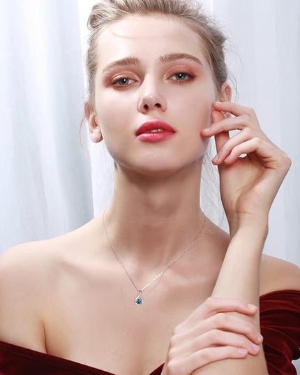 FANCIME 14K Solid Gold Birthstone Pendant with Sterling Silver Chain Infinity Gemstone Necklace Fine Jewelry Anniversary Birthday Christmas Gifts for Women Wife Her