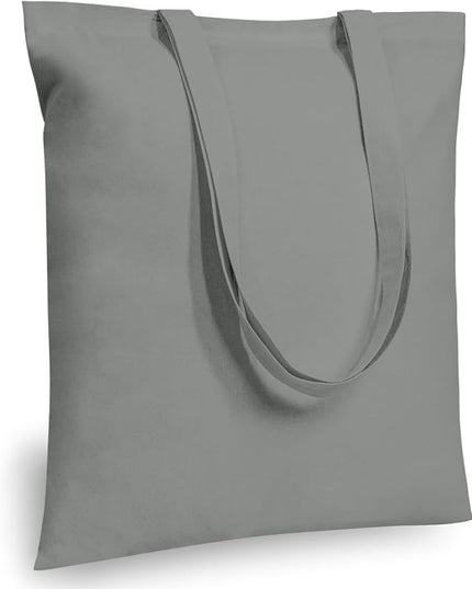 TOPDesign 24-Pack Economical 16"x15" Light Grey Cotton Tote Bags, Lightweight Medium Reusable Grocery Shopping Cloth Bags, Suitable for DIY, Advertising, Promotion, Gift, Activity