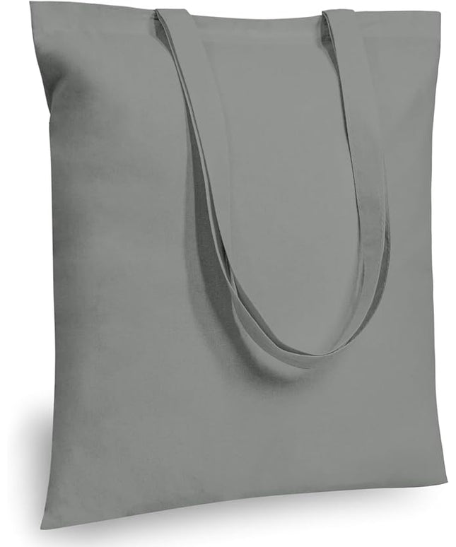 TOPDesign 12-Pack Economical 16"x15" Light Grey Cotton Tote Bags, Lightweight Medium Reusable Grocery Shopping Cloth Bags, Suitable for DIY, Advertising, Promotion, Gift, Activity