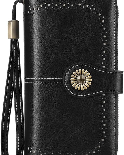 SENDEFN Wallet for Women RFID Blocking Leather Clutch Long Purse Large Capacity Credit Card Holder Wristlet