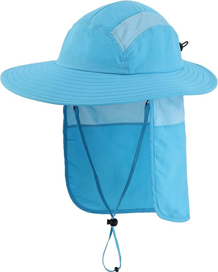 Home Prefer UPF 50+ Mens Wide Brim Fishing Hat with Neck Flap Sun Hat for Men Women Sun Protection Cap