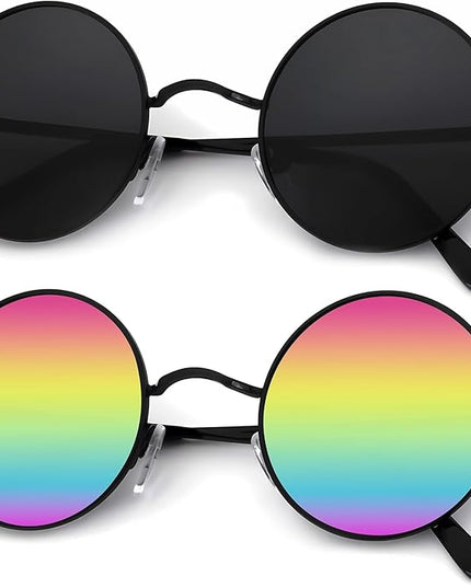 KALIYADI Round Polarized Sunglasses for Men Women Retro Metal Hippie Circle Style Sun Glasses UV Protection