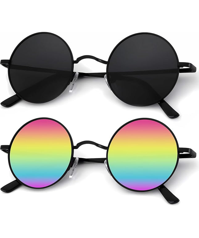 KALIYADI Round Polarized Sunglasses for Men Women Retro Metal Hippie Circle Style Sun Glasses UV Protection