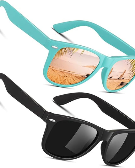 Sunier Polarized Sunglasses for Men and Women, Retro Square Matte Finish UV400 Protection Shades for Driving, Fishing