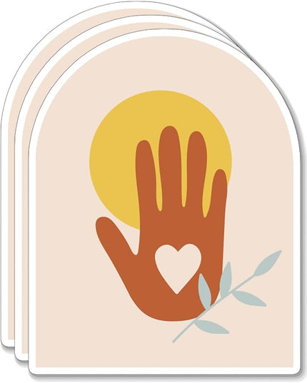 (3PCS) Sun Heart Hand Flowers Sticker for Phone Tablet Laptop Car Truck Window | 3" Sticker