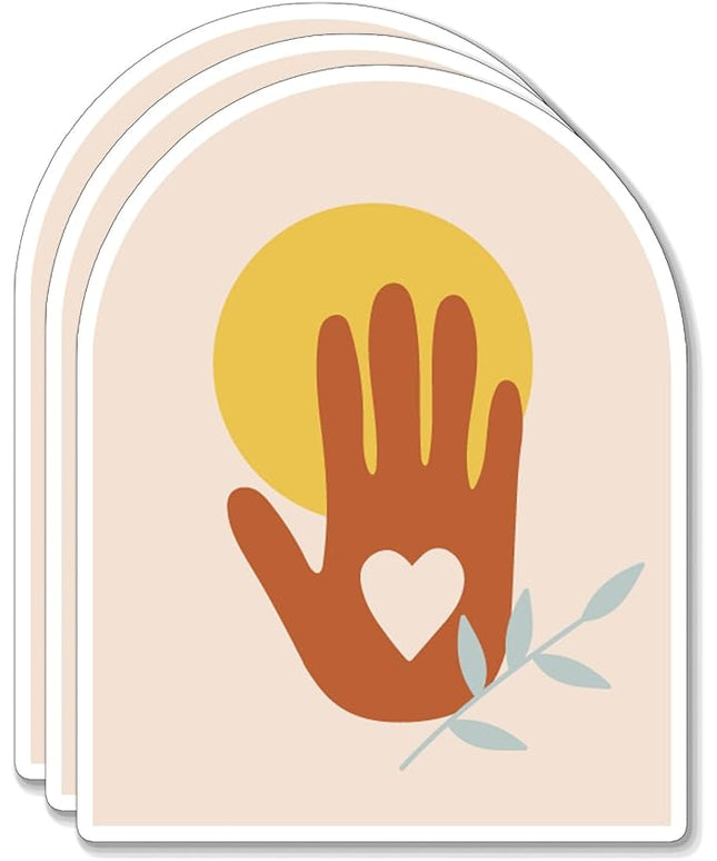 (3PCS) Sun Heart Hand Flowers Sticker for Phone Tablet Laptop Car Truck Window | 2" Sticker