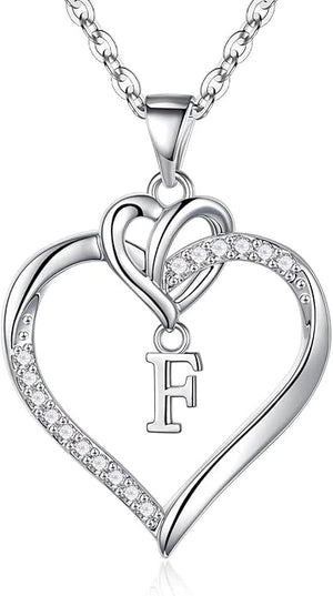 STORUP Christmas Gifts for Women Teen Girls - Heart Initial Necklaces for Women Girls, 14K-Gold-Plated Cubic Zirconia Initial A-Z Pendant Dainty Heart Necklaces for Teen Girl Jewelry Birthday Gifts
