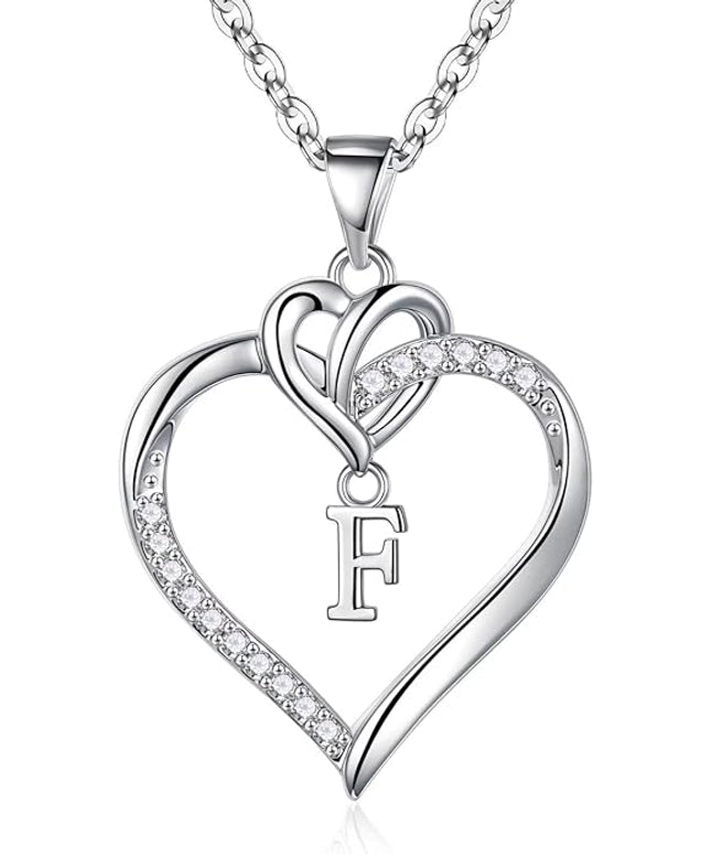 STORUP Christmas Gifts for Women Teen Girls - Heart Initial Necklaces for Women Girls, 14K-Gold-Plated Cubic Zirconia Initial A-Z Pendant Dainty Heart Necklaces for Teen Girl Jewelry Birthday Gifts