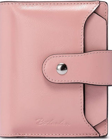 BOSTANTEN Women Leather Wallet RFID Blocking Small Bifold Zipper Pocket Wallet Card Case Purse with ID Window