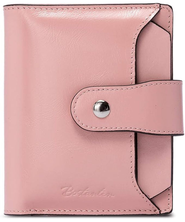 BOSTANTEN Women Leather Wallet RFID Blocking Small Bifold Zipper Pocket Wallet Card Case Purse with ID Window