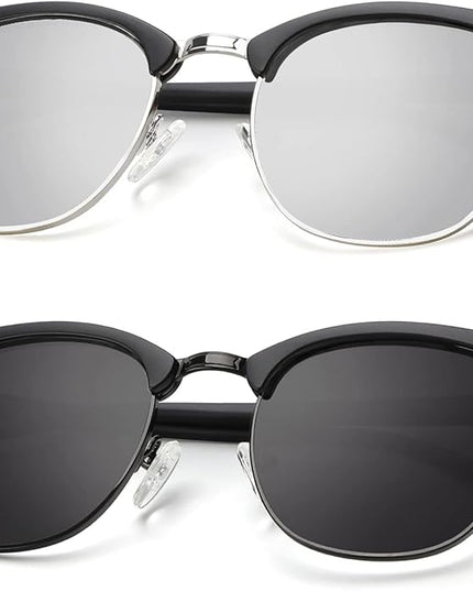 KALIYADI Polarized Sunglasses for Men and Women Semi-Rimless Frame Driving Sun glasses UV Blocking