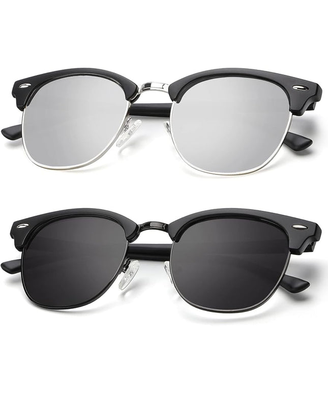 KALIYADI Polarized Sunglasses for Men and Women Semi-Rimless Frame Driving Sun glasses UV Blocking