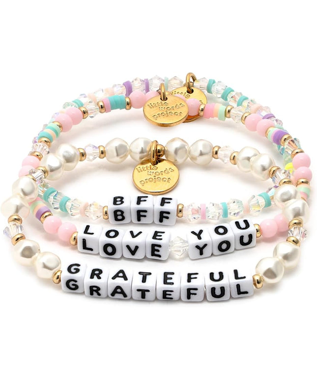 Little Words Project Mother's Day Gifts, The Original Word Bracelet, Made with Colorful Beads and Plated Brass Hardware, Handcrafted Design & Positive Message