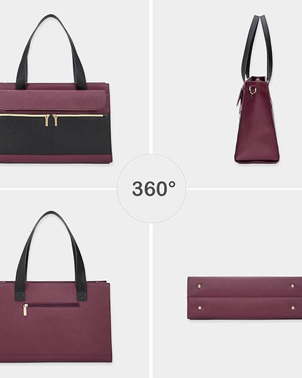 Laptop Bag for Women 15.6 Inch, Professional Tote Briefcase Purse, Eco-friendly Leather Teacher Bag Work Bag for Business