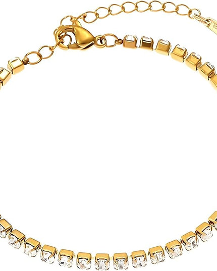 DASIQI Zirconia Tennis Bracelet for Women Hypoallergenic Gold Silver Titanium Steel Chains with Rainbow Stones, Pavé Sparkle | Everyday Luxury