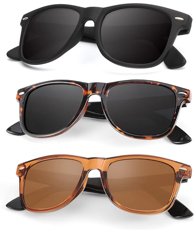 KALIYADI Polarized Sunglasses for Men and Women Matte Finish Sun glasses Color Mirror Lens UV Blocking (3 Pack)