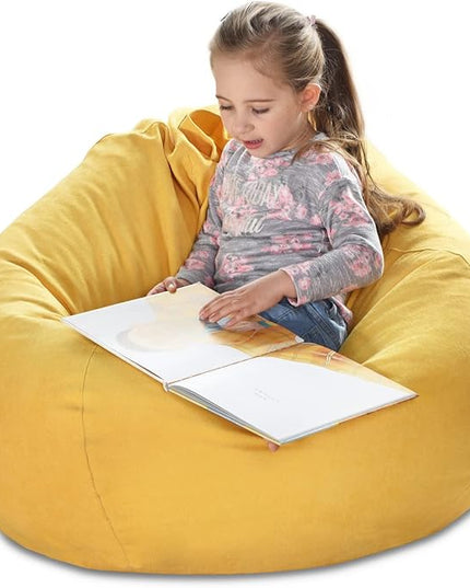 YuppieLifeKids Storage Bean Bag Cover（No Filling）Candy-Colored/Toy Organizer|Carrying Handle Sofa|Available for Kids and Teenager|Cuddle Chair|Machine Washable and Durable（27'',Ginger）