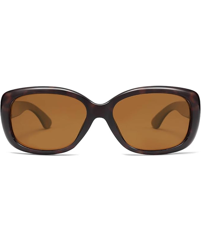 SOJOS Vintage Square Sunglasses for Women Polarized UV Protection Havana Frame SJ2111