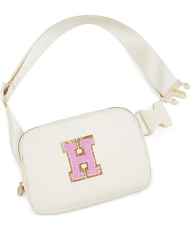Uygafly Monogrammed Gifts for Women - Fanny Pack & Crossbody Bag for Kids & Women, Trendy Everywhere Belt Bag | Cream