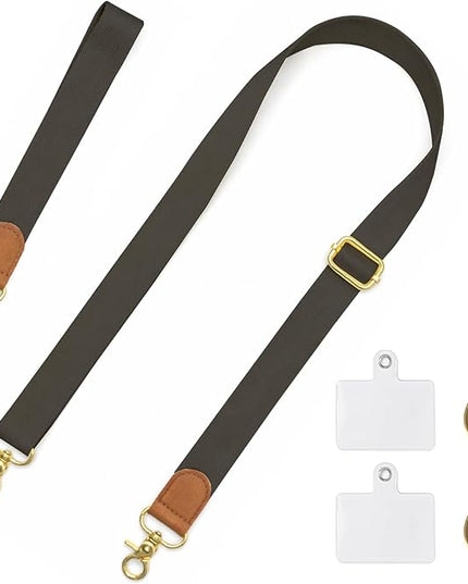 Cell Phone Lanyard Crossbody with Wrist Strap, Adjustable Pure Black Phone Lanyard Wrist for Phones, Car Keys, Wallet and ID Card – Universal Set