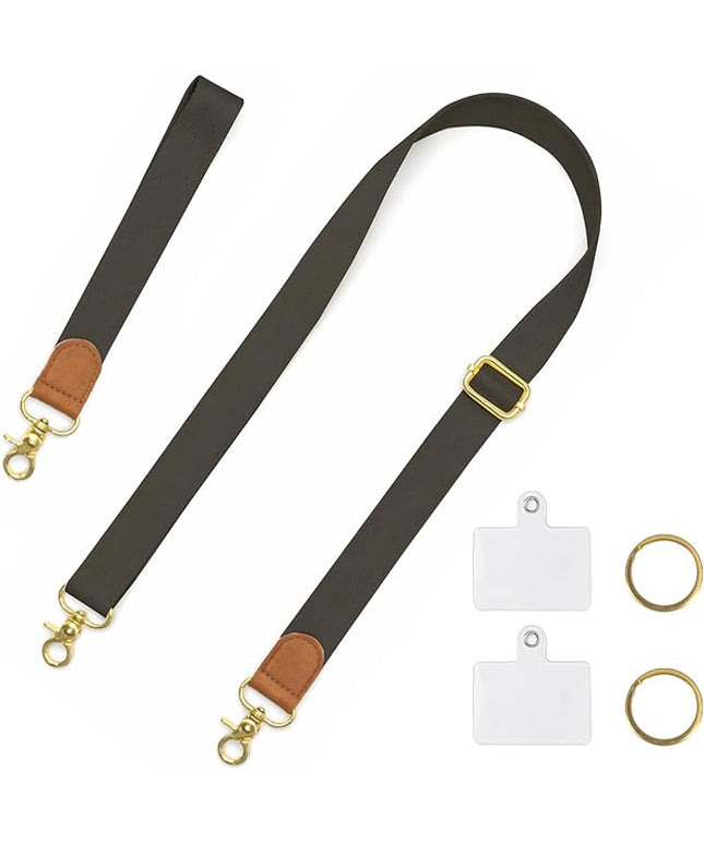 Cell Phone Lanyard Crossbody with Wrist Strap, Adjustable Pure Black Phone Lanyard Wrist for Phones, Car Keys, Wallet and ID Card – Universal Set