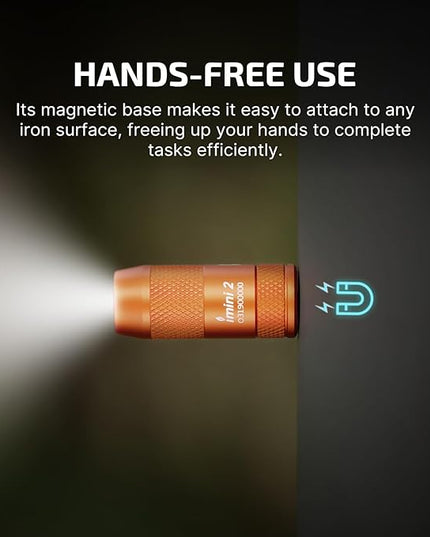 OLIGHT IMINI 2 EDC Rechargeable Keychain Flashlight, 50 Lumens Compact and Portable Mini LED Keyring Lights with Built-in Battery Ideal for Everyday Carry and Emergencies (Orange)