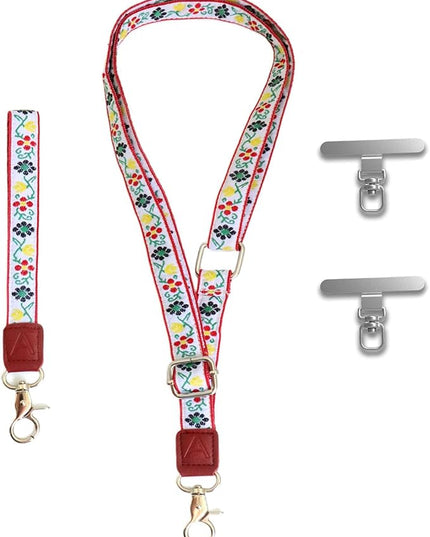 LEMEDE Wrist Keychain and Adjustable Phone Lanyard, Silver Hook Phone Crossbody Strap with 360° Rotating Phone Pads